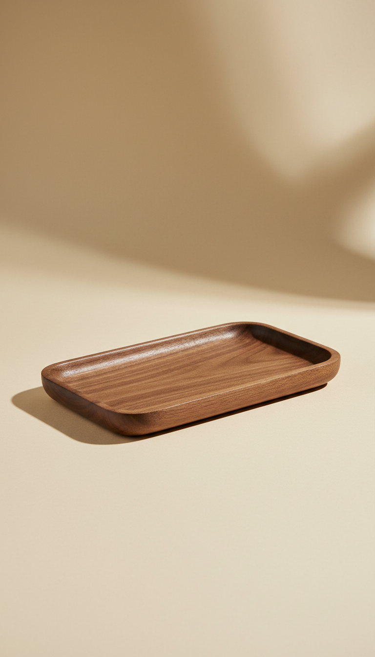 Walnut Wood Accent Tray with Rounded Edges