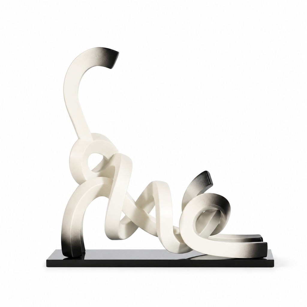 Ribbon Cat Sculpture in White