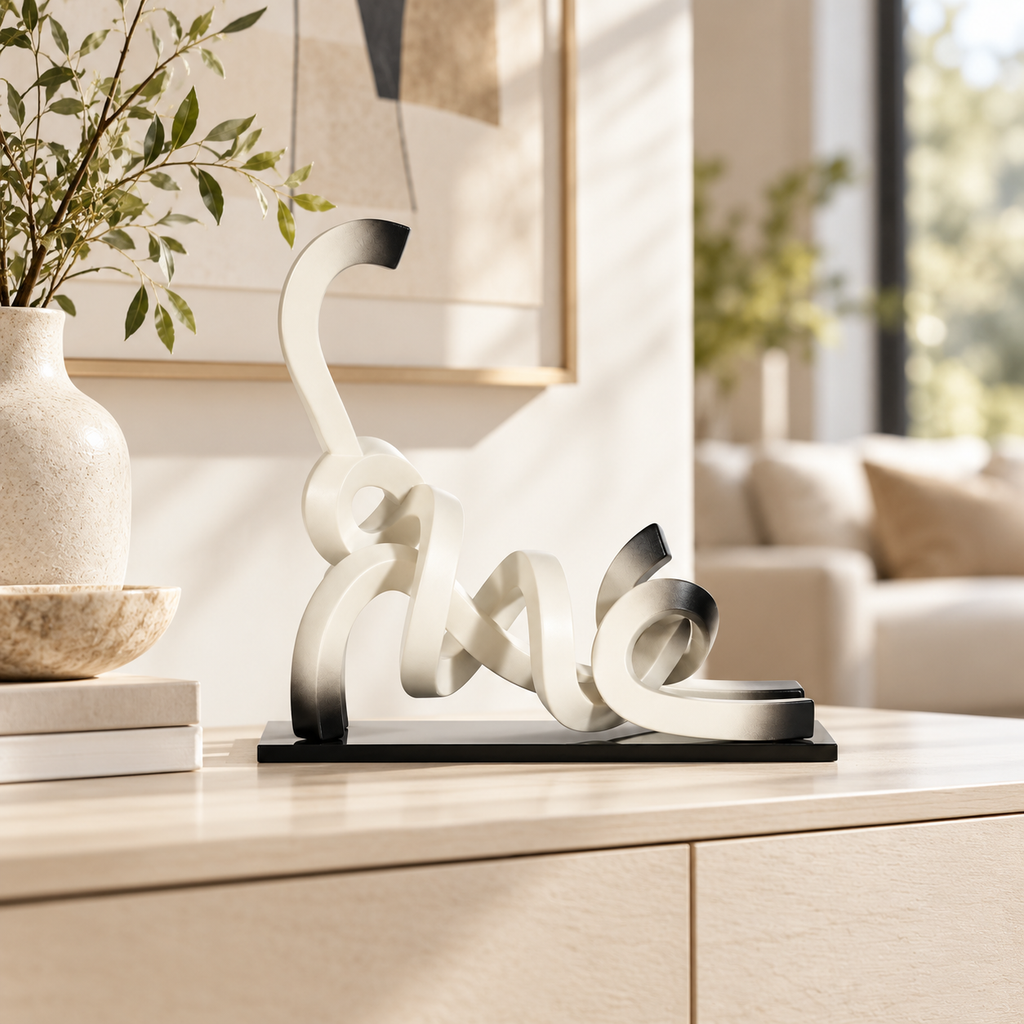 Ribbon Cat Sculpture in White