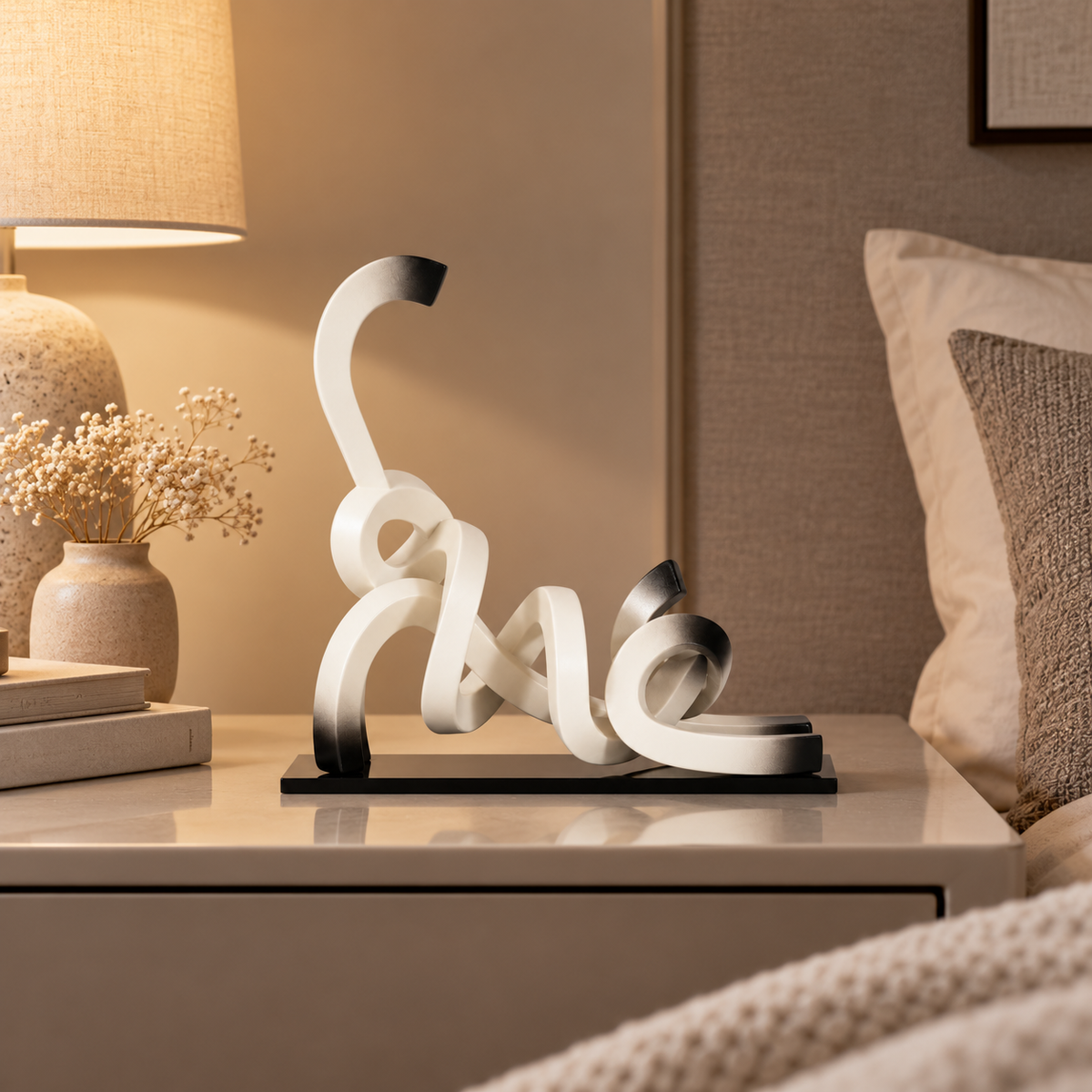 Ribbon Cat Sculpture in White