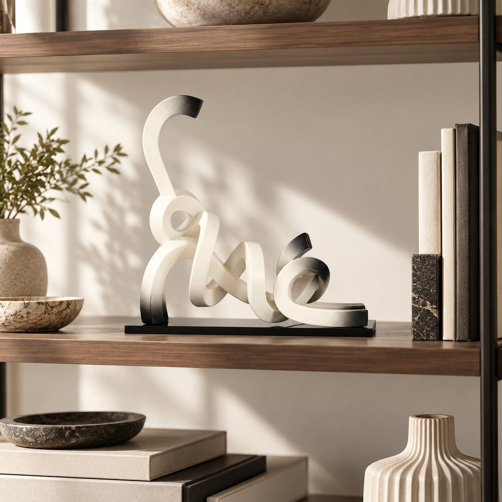 Ribbon Cat Sculpture in White